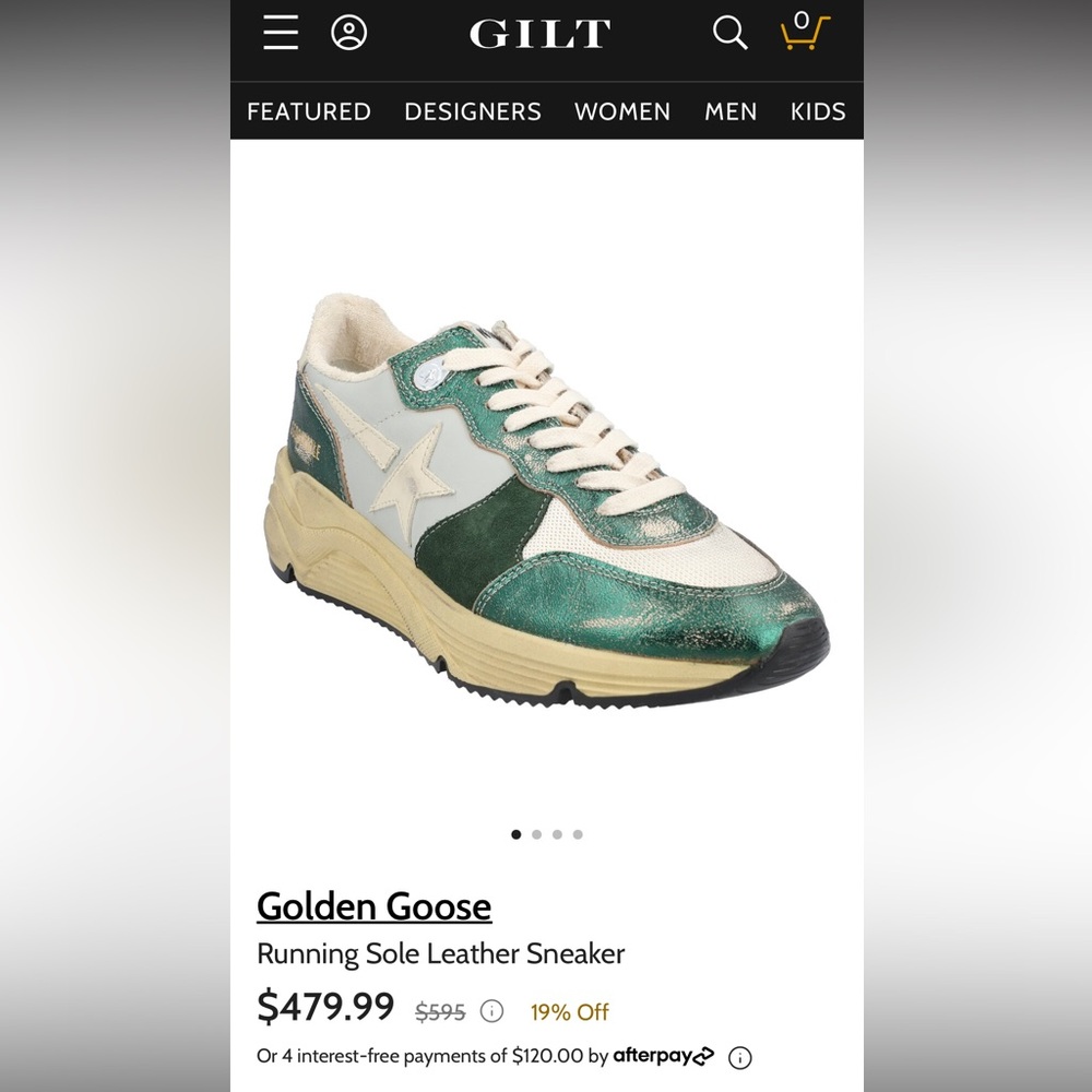 Golden Goose Running Sole Vintage aged Green Heel